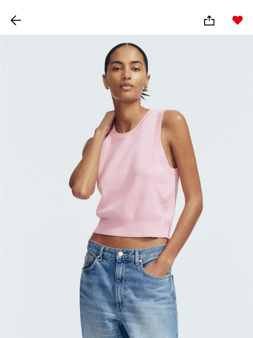 H&M Light Pink Ribbed Tank Top